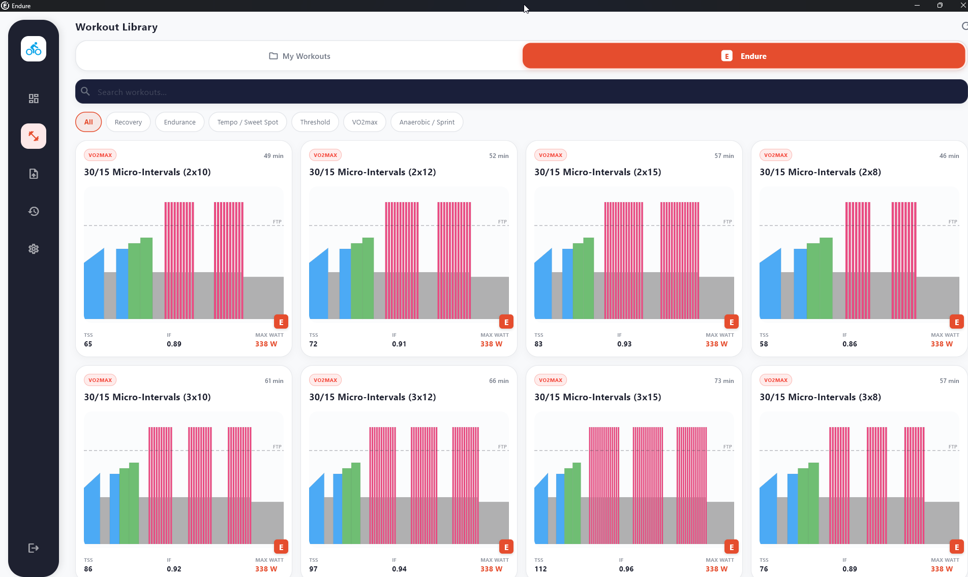 ENDURE Workout Library